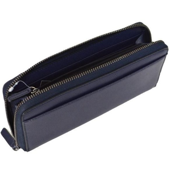 MICHAEL KORS Men's Long Wallet Coated Leather Striped Zip 36T7LWRE3 NAVY - Picture 3 of 6